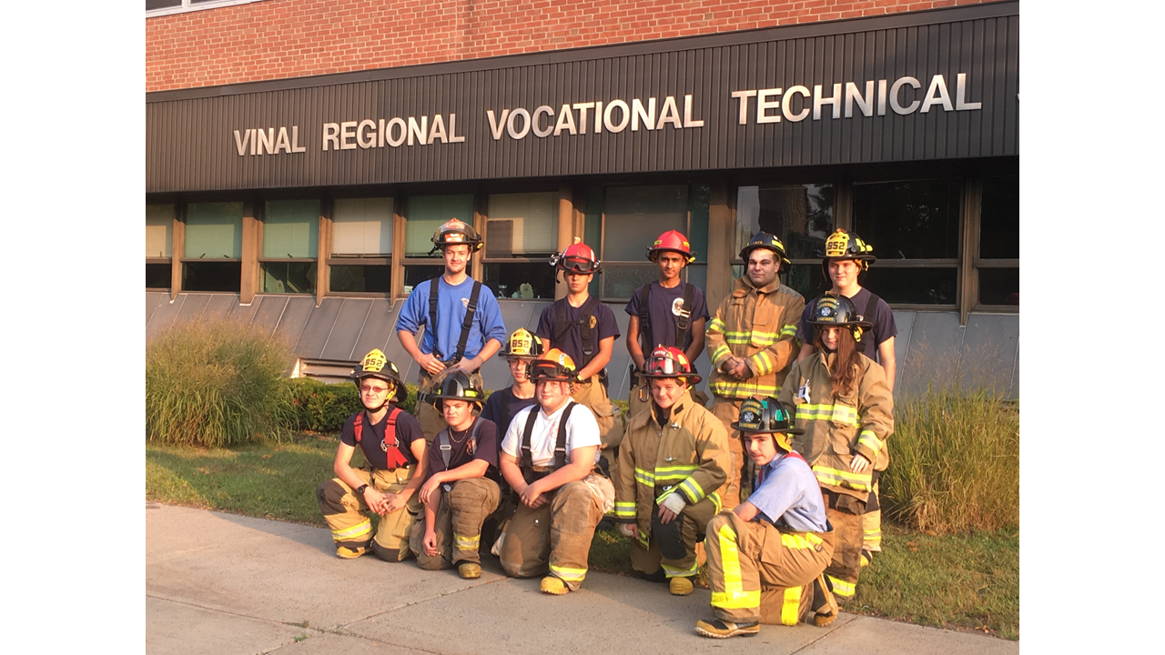 Vinal Tech students who are volunteer firefighters in their communities paid a tribute to their fellow firefighters.