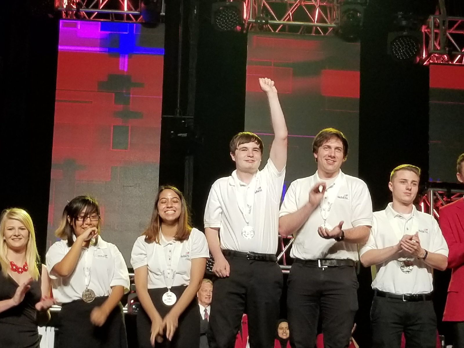 evan on stage - Vinal Tech IST Student Wins SkillsUSA Nationals