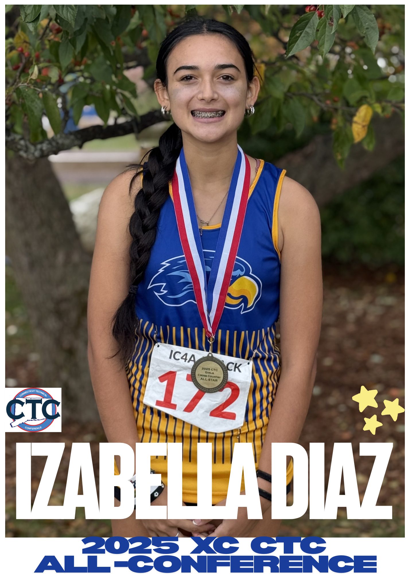 Izabella Diaz poses with her CTC XC medal.